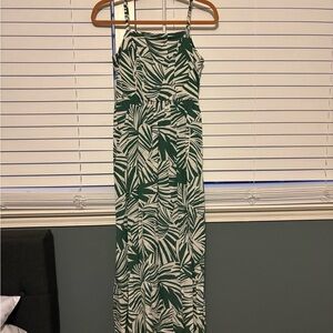 Lily Rose Green and White Leaf Print Maxi Dress